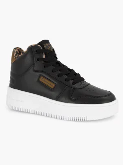 Champion Sneakers-Zwarte Rebound Platform Mid Animalier