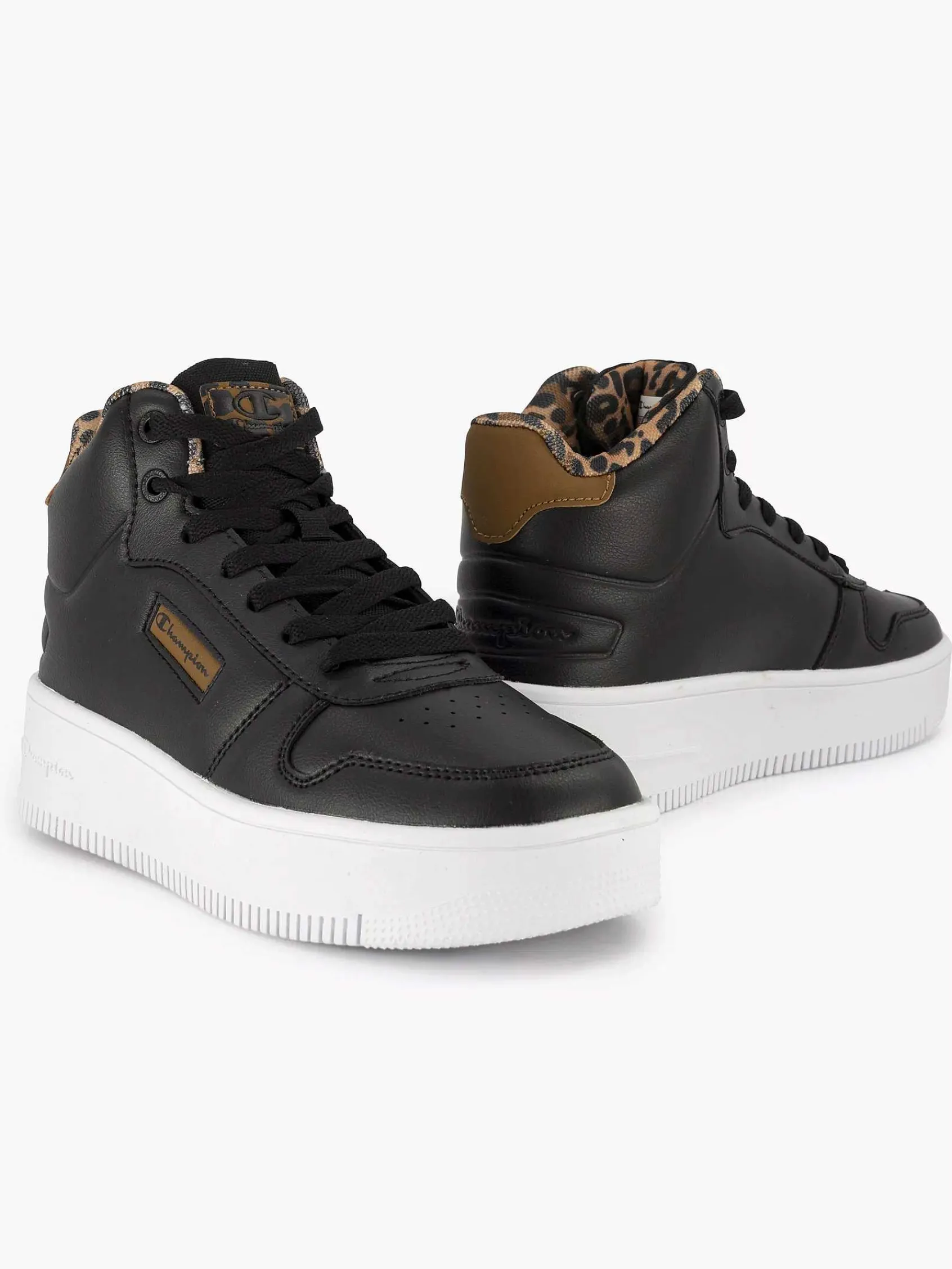 Champion Sneakers-Zwarte Rebound Platform Mid Animalier