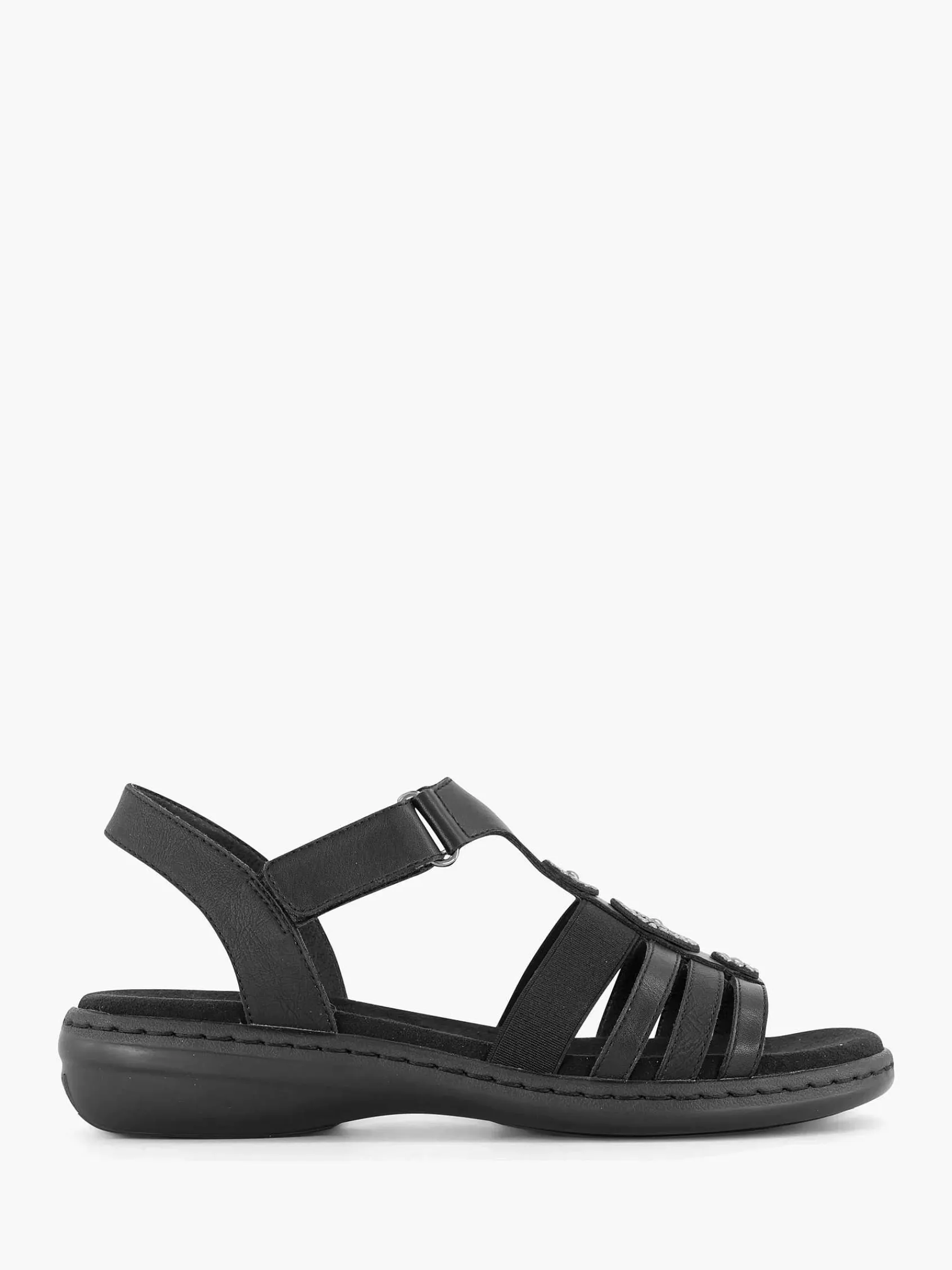 Easy Street Comfort Schoenen-Zwarte Sandaal Klittenband