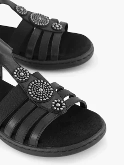 Easy Street Comfort Schoenen-Zwarte Sandaal Klittenband