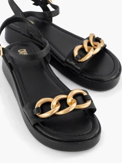 Oxmox Sandalen-Zwarte Sandaal Sierketting