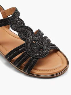 Graceland Sandalen-Zwarte Sandaal Sierketting
