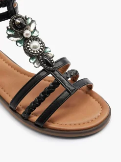 Graceland Sandalen-Zwarte Sandaal Steentjes