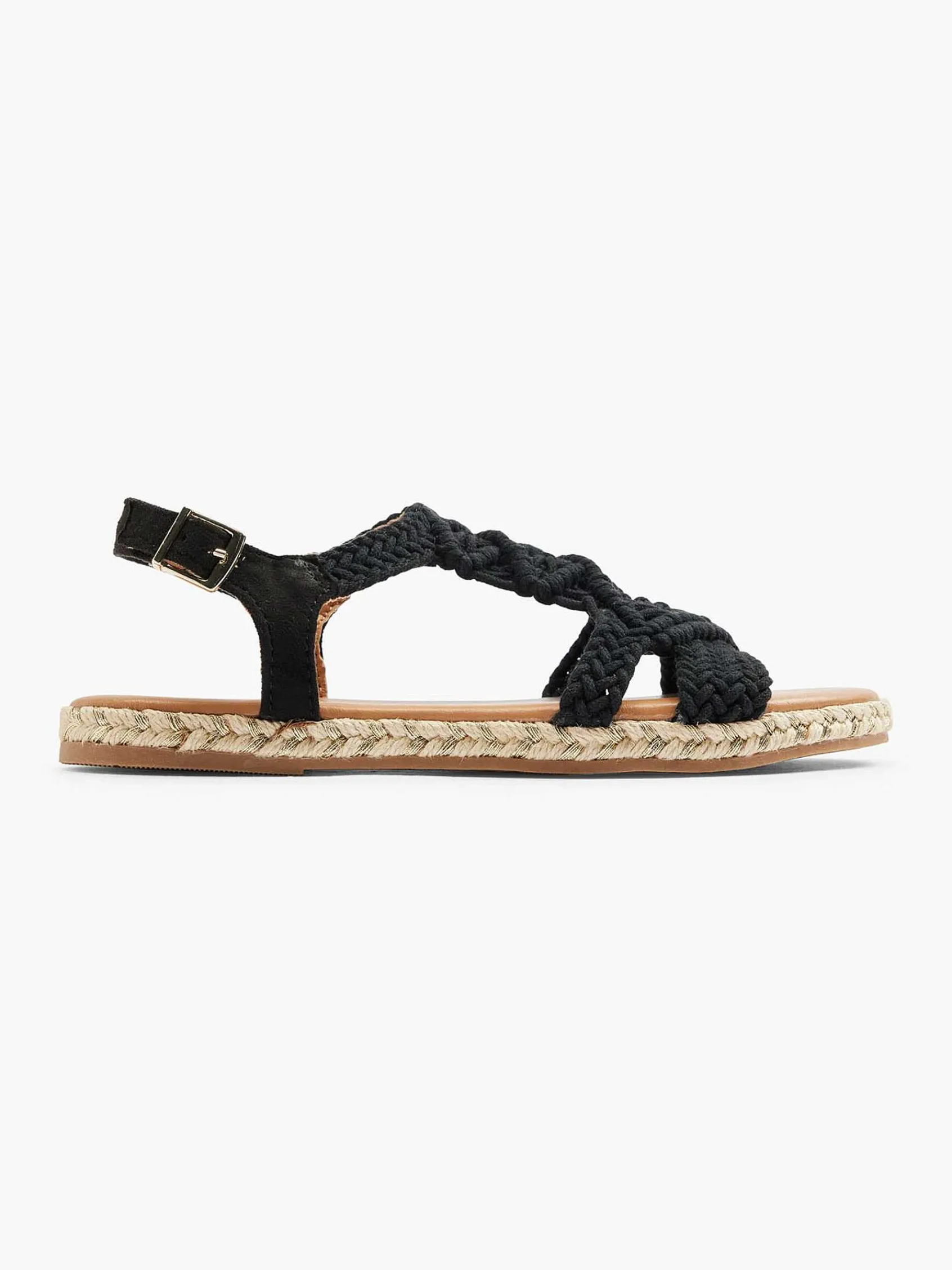 Graceland Sandalen-Zwarte Sandaal Touw
