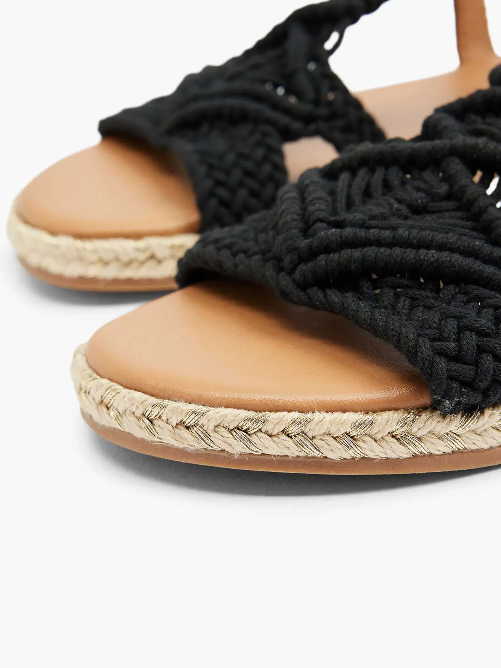 Graceland Sandalen-Zwarte Sandaal Touw