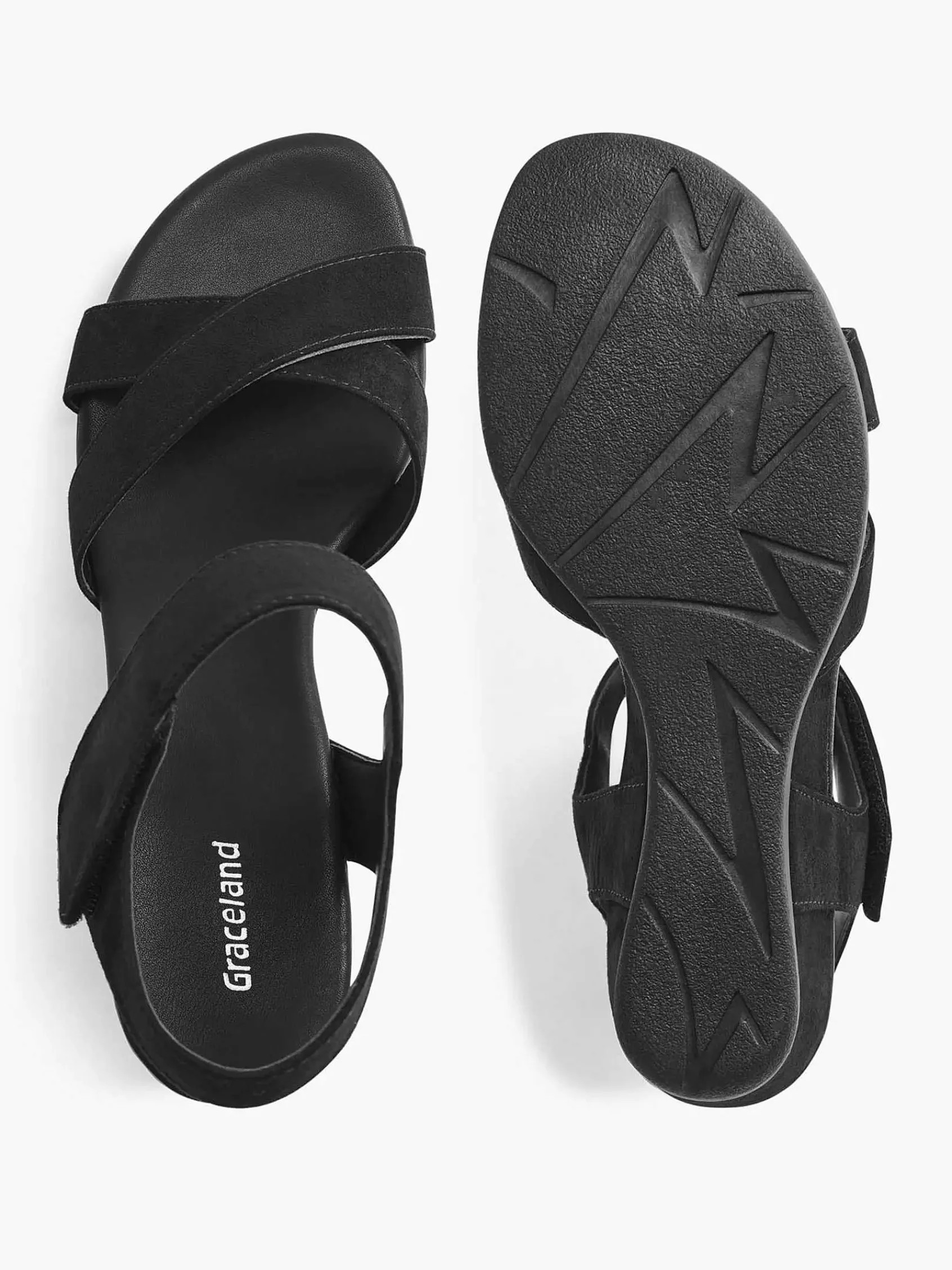Graceland Sandalen-Zwarte Sandalette Sleehak