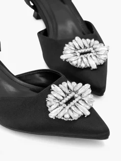 Graceland Pumps-Zwarte Slingback Steentjes