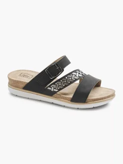 Easy Street Slippers-Zwarte Slipper Gespsluiting