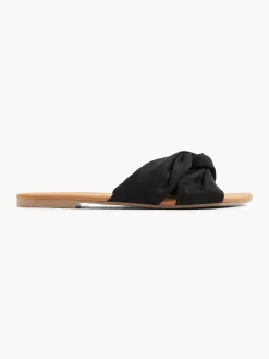 Graceland Slippers-Zwarte Slipper Knoop