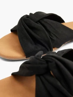 Graceland Slippers-Zwarte Slipper Knoop