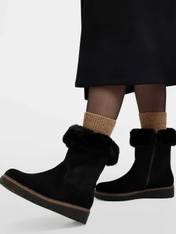 Medicus Comfort Schoenen-Zwarte Suede Comfort Enkelboot Gevoerd