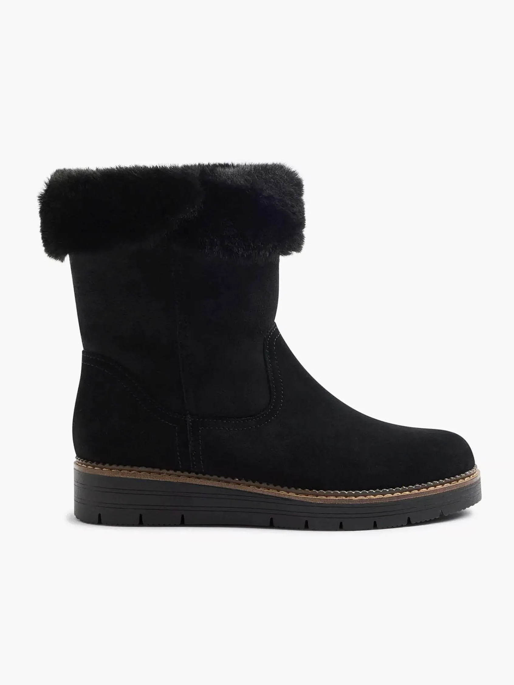 Medicus Comfort Schoenen-Zwarte Suede Comfort Enkelboot Gevoerd