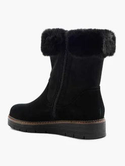 Medicus Comfort Schoenen-Zwarte Suede Comfort Enkelboot Gevoerd