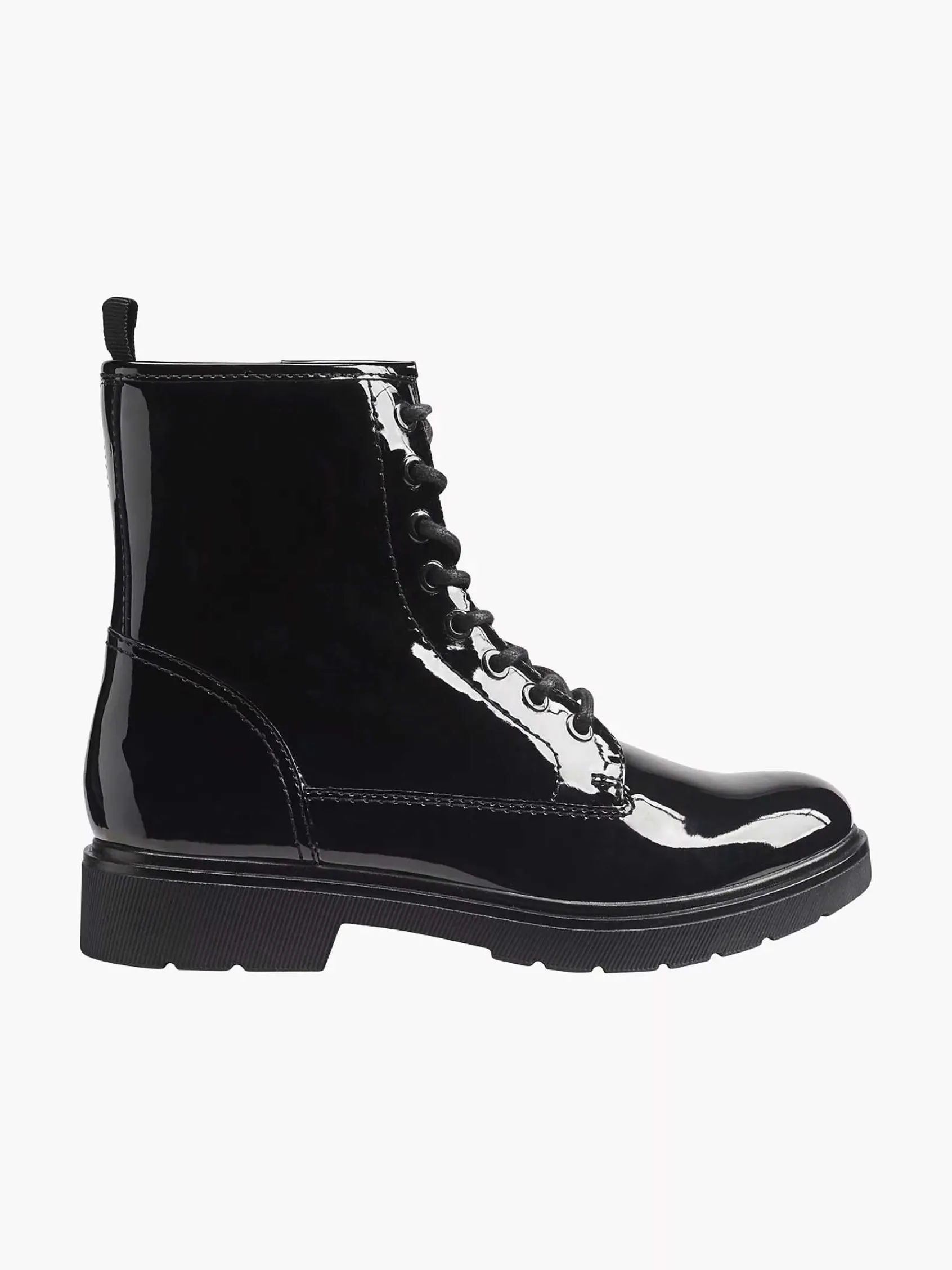 Graceland Enkellaarzen & Boots-Zwarte Veterboot Lak