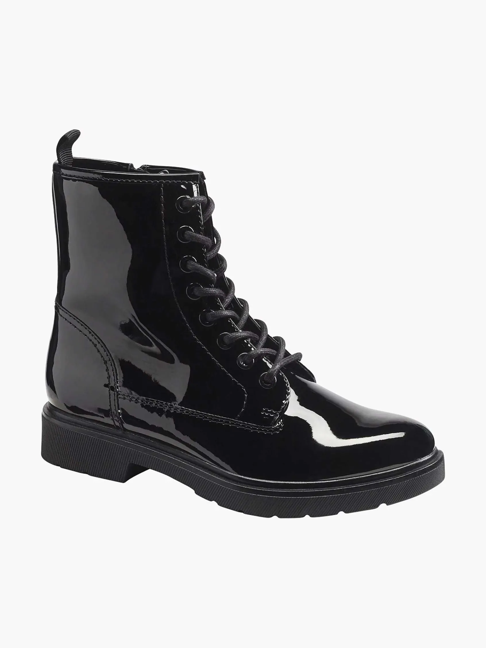 Graceland Enkellaarzen & Boots-Zwarte Veterboot Lak