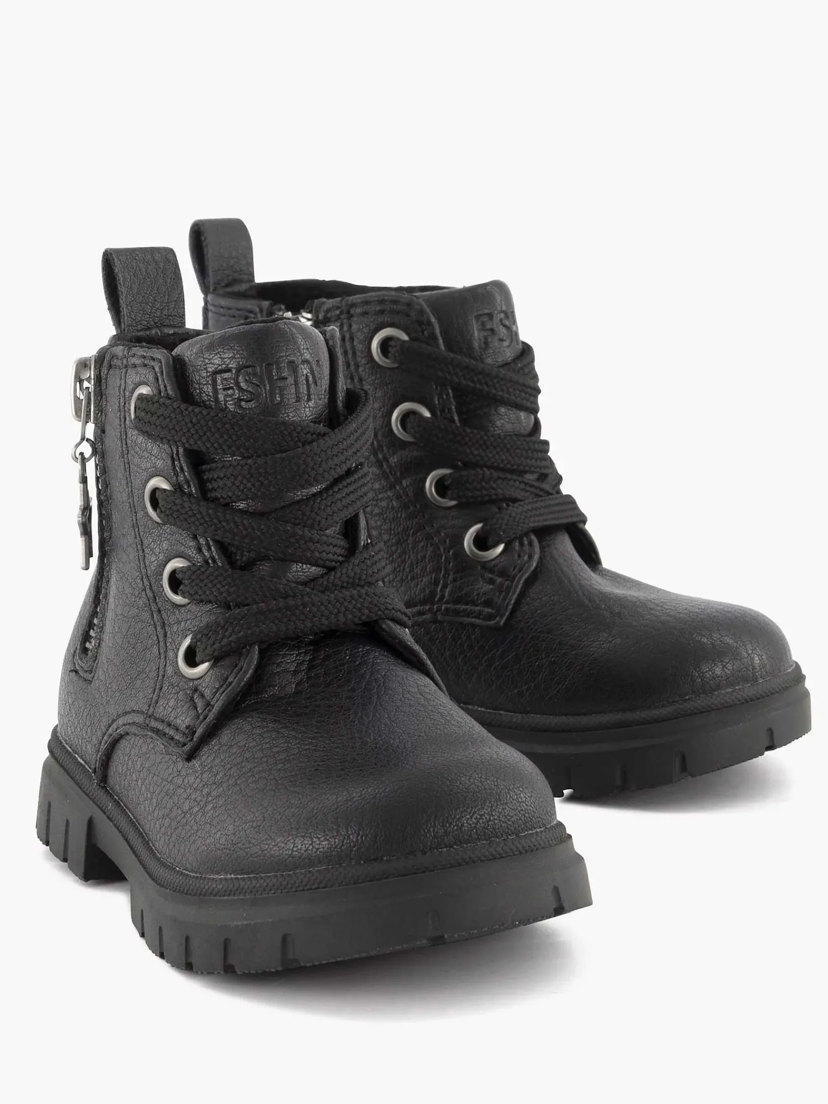 Graceland Jongensschoenen-Zwarte Veterboot Sterretje
