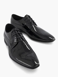 AM SHOE Geklede Schoenen-Zwarte Veterschoen Lak