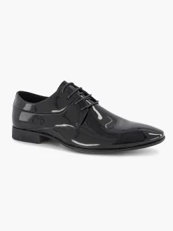 AM SHOE Geklede Schoenen-Zwarte Veterschoen Lak